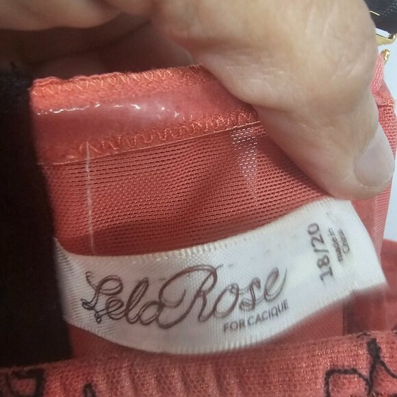 Lela Rose Salmon Black Lace Cropped Tank Top Corset Back Boho Goth Gypsy 18/20 - Picture 9 of 11